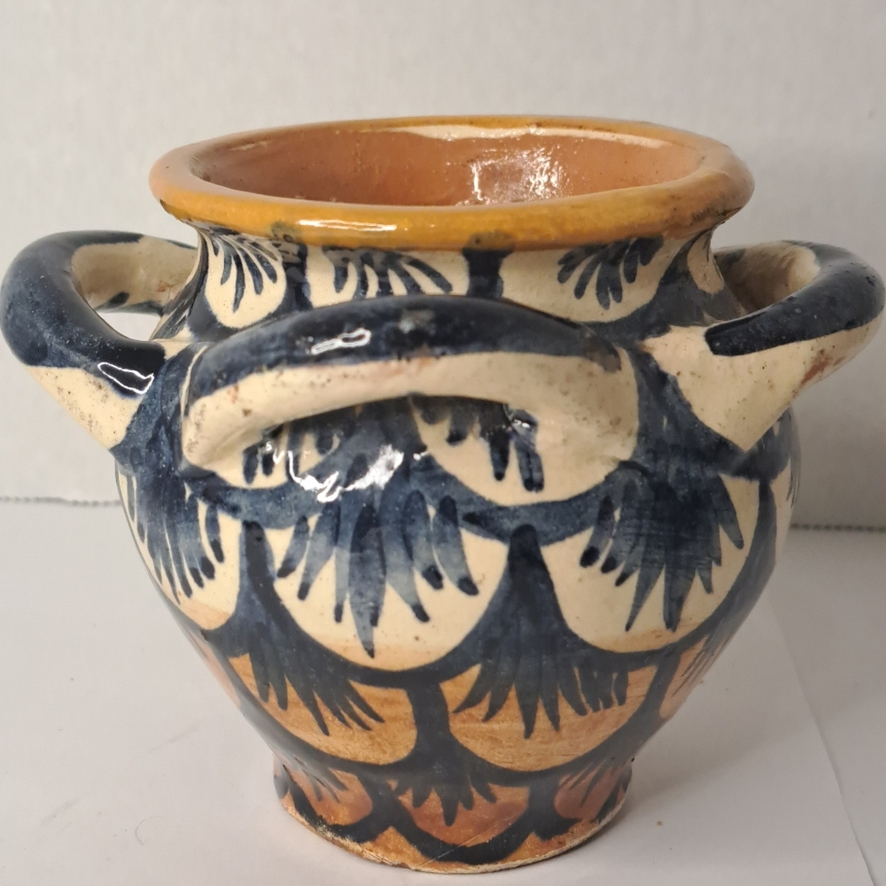 Vintage Italy Blue and Cream Ceramic Pottery.